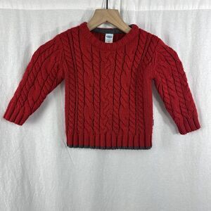 Old Navy Baby Vintage Red Cableknit Fisherman Wool Blend Sweater Size 2T Unisex